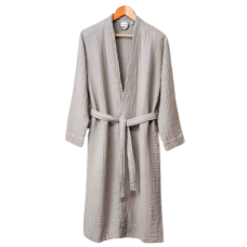 Mušelínový župan KIMONO sivá. 100% bavlna.