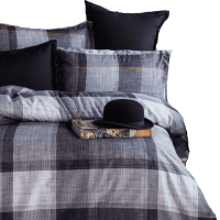 Obliečky z bavlneného saténu DUNLOE BLACK 140x200 / 70x90 cm.